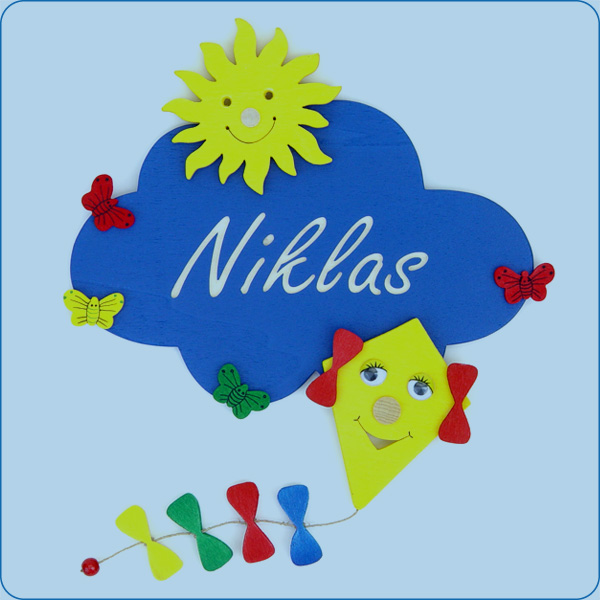 Sonne mit Windvogel (Drachen)kl. Wolken-Türschild Sonne mit Windvogel (Drachen)kl. Wolken-Türschild