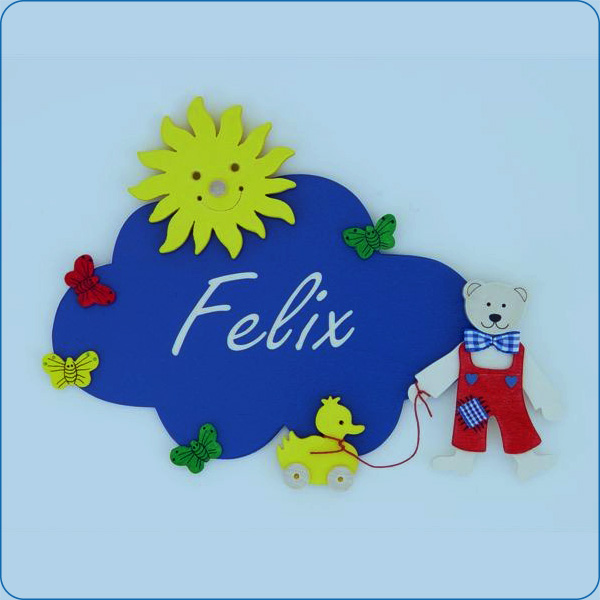 Teddy mit Ente (kl. Wolken-Türschild) Teddy mit Ente (kl. Wolken-Türschild)