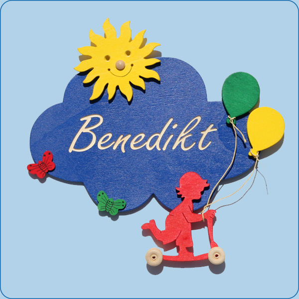 Kind mit Roller (kl. Wolken-Türschild) Kind mit Roller (kl. Wolken-Türschild)